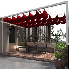 Waterproof Red Retractable Pergola Replacement Shade Cover Cloth Yard Terrace