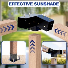 Pergola Kit – 3-Way Slanted Brackets, Powder-Coated, 4&Prime; X 4&Prime; (Actual: 3.5X3.5 In