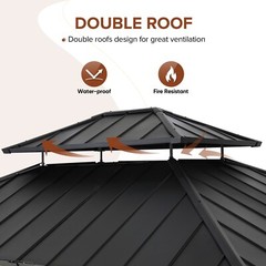 EAGLE PEAK 11×13 Glavanized Steel Double Roof Hardtop Gazebo