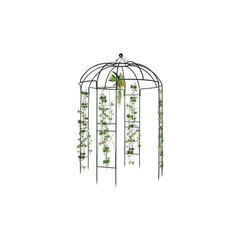 207 X 207 X 270 Cm Courtyard Wrought Iron Gazebo Iron Arch Arbor Black