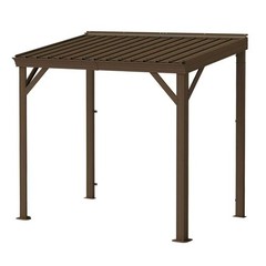 8x5FT Hardtop Wall Mounted Gazebo, Brown Galvanized Steel Roof