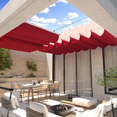 Waterproof Red Retractable Pergola Replacement Shade Cover Cloth Yard Terrace