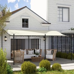 Cream White Outsunny 10&prime; x 16&prime; Outdoor Pergola Canopy, Metal Patio Canopy