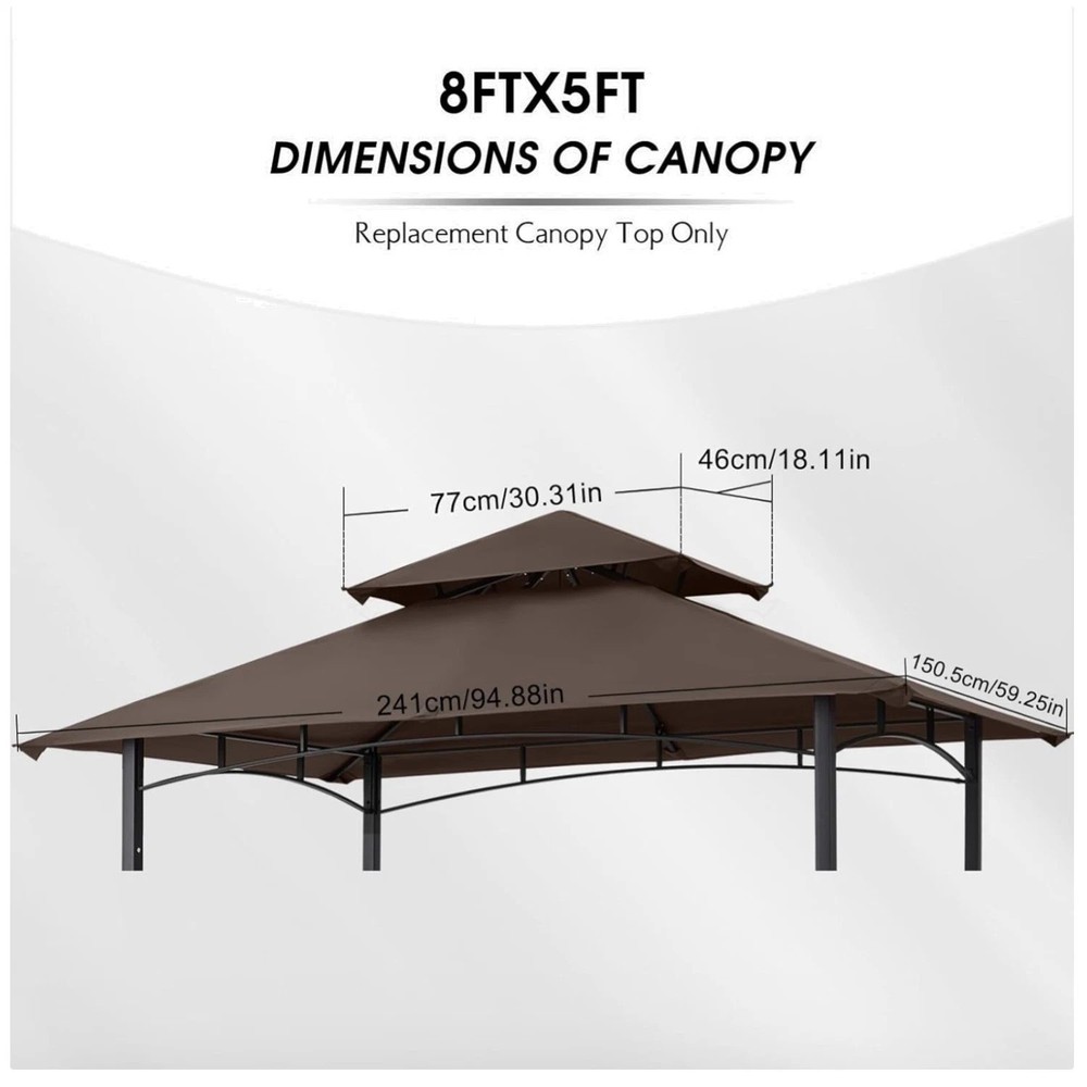 UV Protected Brown Gazebo Replacement Canopy`