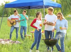 Gazebo Awning Pop-up Outdoor Canopy Tent 12x12ft For Patio Garden Party Blue