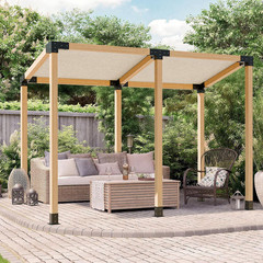 Pergola Kit, Slanted Roof Pergola Bracket, 4-Way Brackets with Post Base Kit, Lo