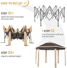 13×13 Pop up Gazebo Hexagonal Outdoor Canopy Shelter Instant Patio Gazebo Sun