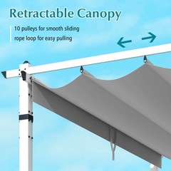 12’ x 10’ Outdoor Pergola w/ Retractable Canopy Aluminum Frame Anchors Patio