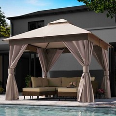 LAUSAINT HOME 10&rsquo;x10&prime; Patio Gazebo with Mosquito Nettings and Privacy Screens