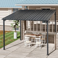 8&rsquo;x10&prime; Outdoor Pergola Metal Inclined Roof Wall-mounted Iron Sheet Shed