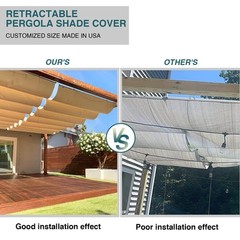 3/4/7FT Beige Retractable Pergola Replacement Shade Cover Wave Sail Awning Deck