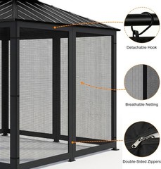 Gazebo Replacement Mosquito Netting Outdoor Universal 4-Panels Screen Sidewalls