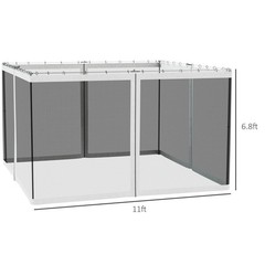 Universal 10&prime; x 12&prime; Gazebo Adjustable Replacement Mesh Netting Black Solid