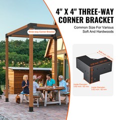 VEVOR 4 »x4 » Pergola Bracket Kit 3-Way Woodworks DIY Post for Gazebos 4 pcs