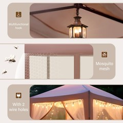 Pop Up Canopy 10&prime; x 10&prime; Gazebo Ez up Screen Tent with Netting for Outdoor Brown