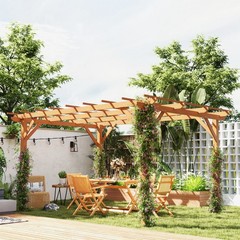 Outsunny 10&prime; x 13&prime; Outdoor Pergola, Wood Gazebo Grape Trellis, Dark Brown