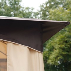 10×12&prime; Outdoor Patio Gazebo with Netting and Curtain 2-Tier Soft Top Canopy Roof