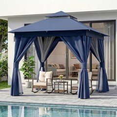 LAUSAINT HOME Gazebo 8x8ft, Patio Gazebo with Nettings and Privacy Screens