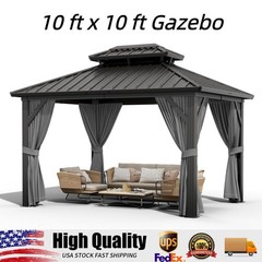 10 x 10 ft Hardtop Gazebo, All Weather Patio Gazebos with Aluminum Alloy Frame