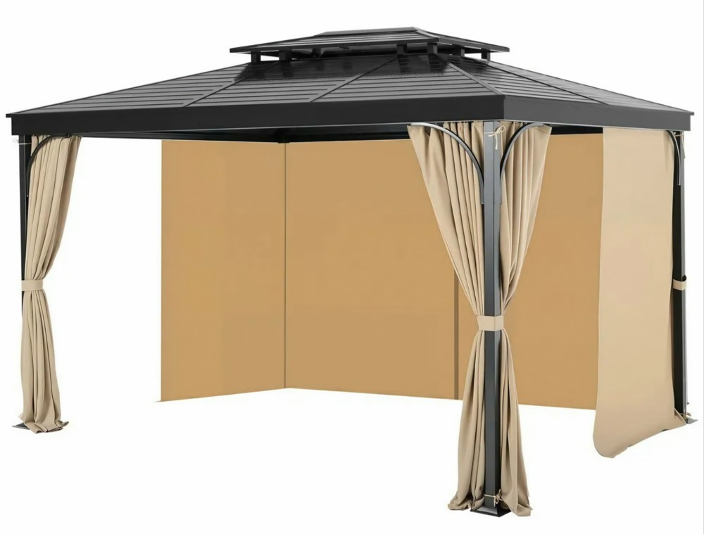 Gazebo Privacy Curtain 10&prime; x 10&prime; x 6.9&prime; Waterproof Gazebo Curtains Gray
