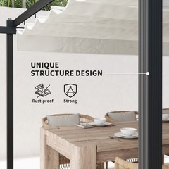 Outsunny White 13&prime; x 13&prime; Aluminum Pergola with Retractable Canopy