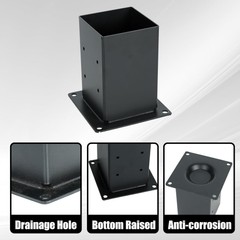 4×4 Pergola Bracket Kit 3.5×3.5 Inner, 3- & 4-Way Brackets with Bases Black
