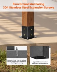 VEVOR 4×4&Prime; Pergola Bracket Kit Inner 3.5×3.5 3-Way Slanted Brackets with Bases