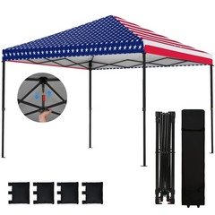 10 x 10 ft Pop Up Canopy Tent with One Push Setup, American Flag