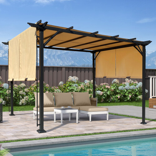 9.5 x 12 Ft Outdoor Retractable Pergola Patio Gazebo Shade Sunshelter Pergola