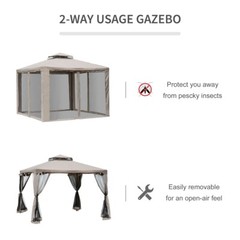 10&prime; x 10’ Outdoor Gazebo Canopy with Mosquito Netting for Garden Patio Backyard