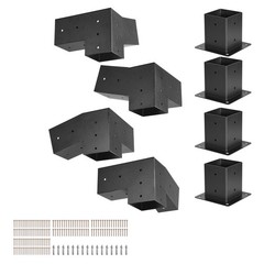 4×4 Inch Pergola Bracket Kit Inner 3.5×3.5 3-Way Slanted Brackets with Bases