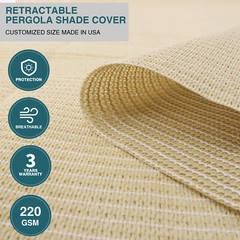 Retractable Pergola Canopy Gazebo Deck Awning Yard Steel Wire Sun Shade Cover