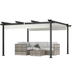 Outsunny White 13&prime; x 13&prime; Aluminum Pergola with Retractable Canopy