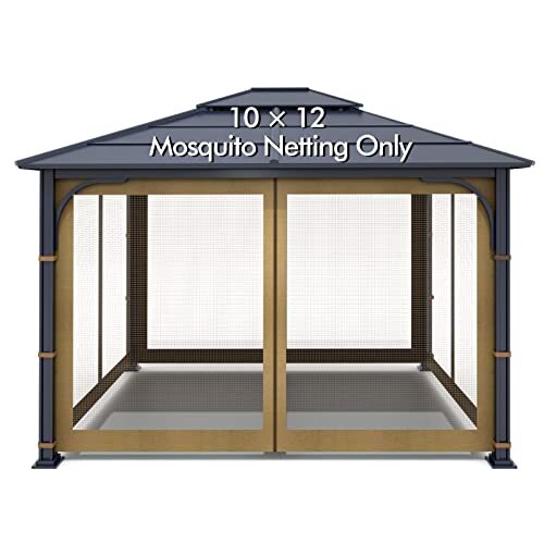 Gazebo Universal Mosquito Netting – Outdoor Gazebo Canopy 4-Panel Screen Wall…