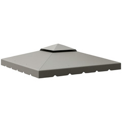 10&prime; x 10&prime; Double Roof Gazebo Replacement Canopy Top Cover, Gray