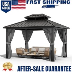 10x10FT Patio Double Roof Hardtop Gazebo Heavy Duty All-Weather Outdoor Gazebo
