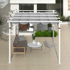 12’ x 10’ Outdoor Pergola w/ Retractable Canopy Aluminum Frame Anchors Patio
