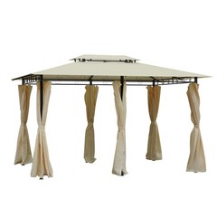 Large Outside Relaxing Cabana w/ Steel Frame & Removable Curtains Cream White