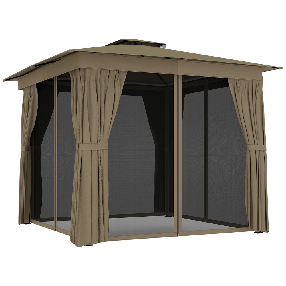10&prime; x 10&prime; Outdoor Patio Gazebo, Double Roof Gazebo Canopy Shelter