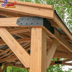 Norwood 24&prime; X 12&prime; Cedar Wood Outdoor Gazebo Pavilion with Hardtop Galvanized Ste