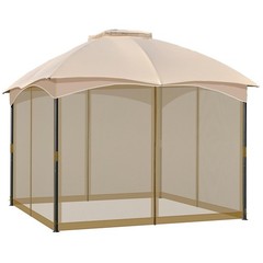 Weather-Resistant 10×10 Gazebo Mosquito Netting, Dark Brown//