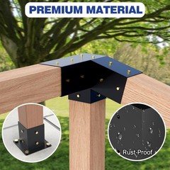 Pergola Kit – 3-Way Slanted Brackets, Powder-Coated, 4&Prime; X 4&Prime; (Actual: 3.5X3.5 In