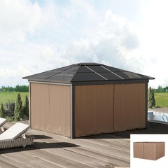 119&Prime; x 80.75&Prime; Universal Pergola Curtain Kit w/ Hooks/C-Ring Included, Brown