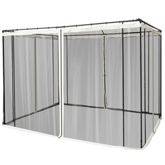 Zippered 4-Panel Gazebo Net Set 9.8×9.8ft Base 6.8ft Tall Heavy Poly Mesh