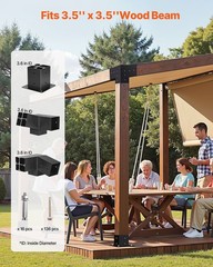 VEVOR 4×4&Prime; Pergola Bracket Kit Inner 3.5×3.5 3-Way Slanted Brackets with Bases
