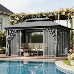 Outdoor Gazebo Patio 10&rsquo;x13&prime; Heavy Duty Shelter Canopy Tent W/ Mosquito Netting