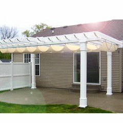 E&K Retractable Pergola Canopy Cover Waterproof Awning Deck Garden Yard Beige