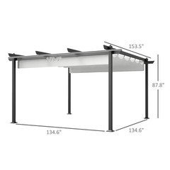 Outsunny White 13&prime; x 13&prime; Aluminum Pergola with Retractable Canopy