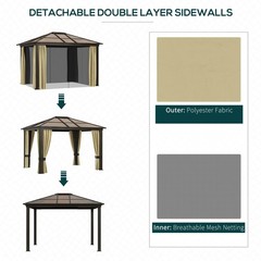 12&prime; x 10&prime; Aluminum Patio Gazebo Canopy w/ Polycarbonate Hardtop Roof