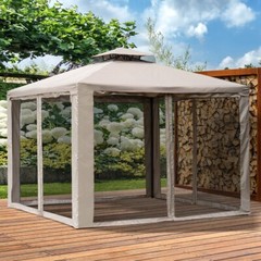 10&prime; x 10’ Outdoor Gazebo Canopy with Mosquito Netting for Garden Patio Backyard